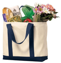 Economical Heavy Cotton Two Tone Shopping Tote Bag