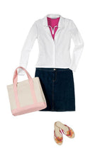 Economical Heavy Cotton Two Tone Shopping Tote Bag