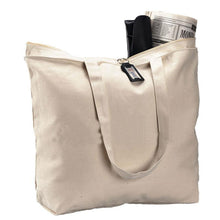Natural Color Cheap Heavy Canvas Zippered Totes with Long Handles
