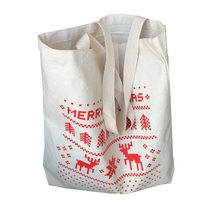 Merry Christmas Canvas Tote Bags w/Gusset Holiday Totes for Gifts